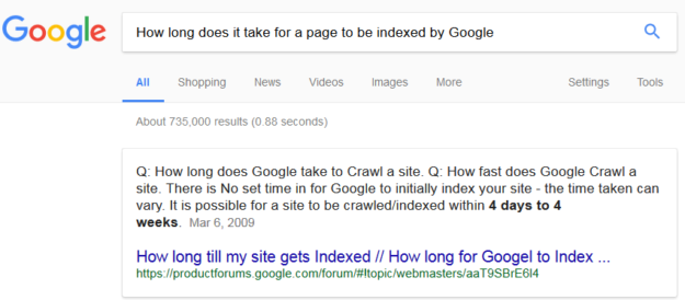 Google search result screen shot