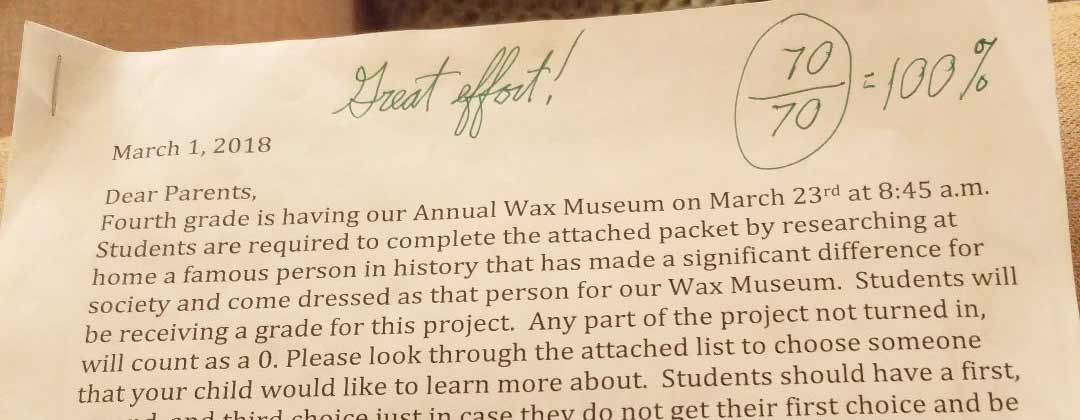 100% grade on a report on Paul Revere 70/70 points, 100% school paper