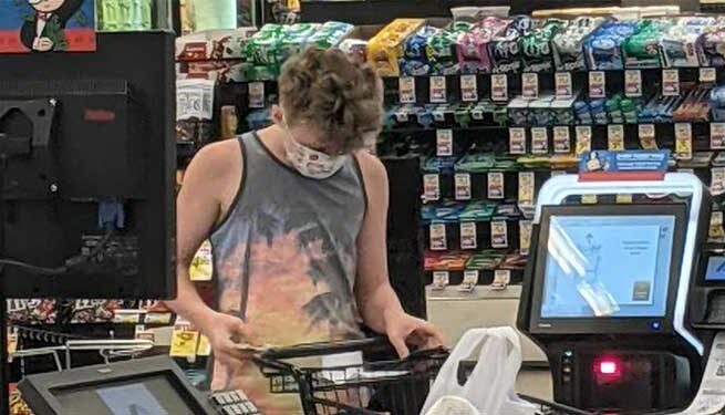 Checking out at the store Checking out at the store